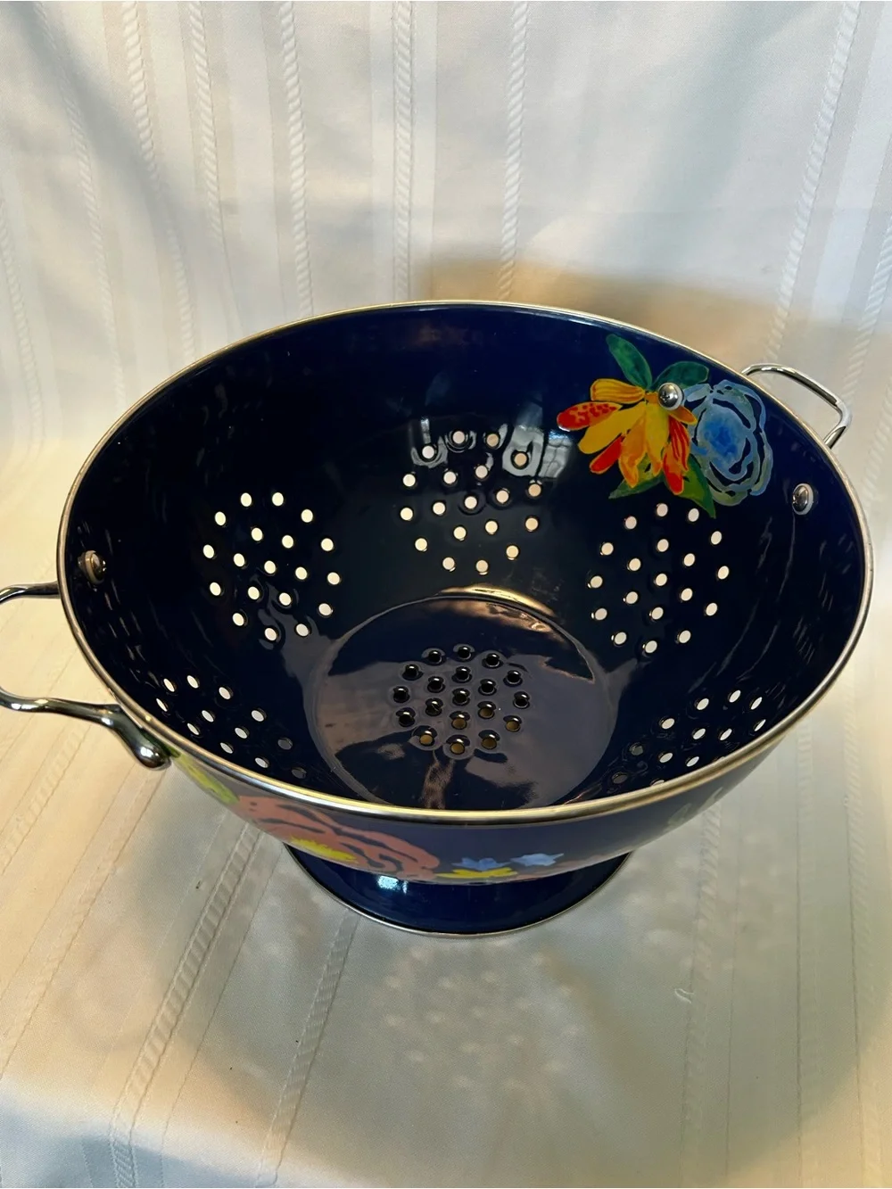 The Pioneer Woman Kitchen Ware Colander Blue Steel Multicolor Floral Leaves